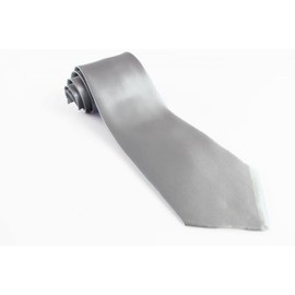 Mens Silver 10cm Plain Neck Tie