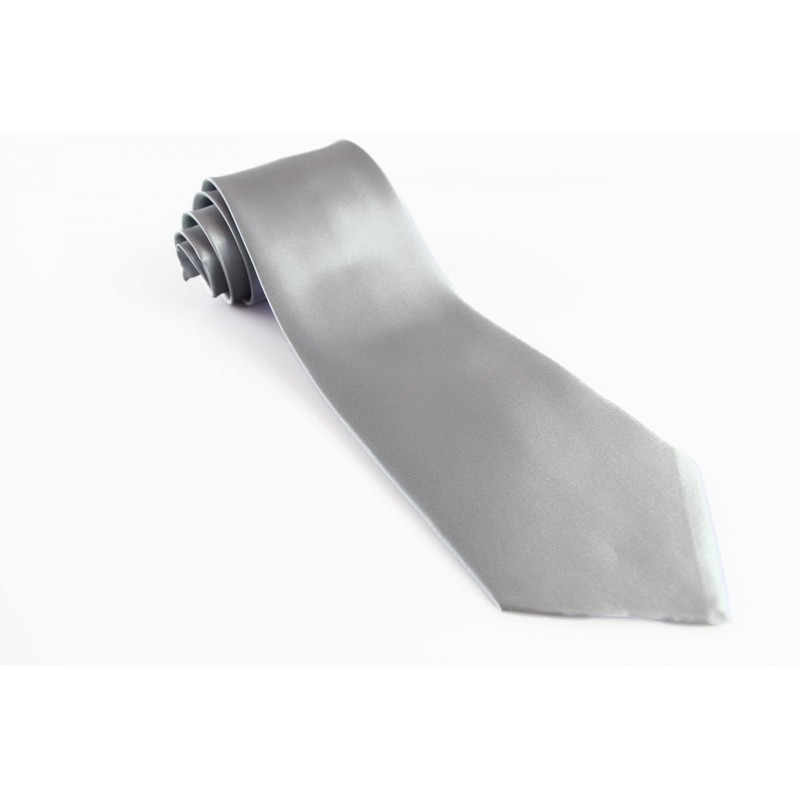 Mens Silver 10cm Plain Neck Tie