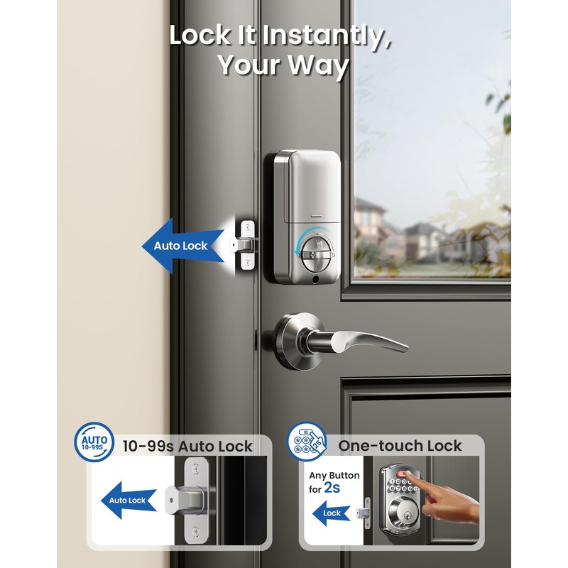 Veise Keyless Entry Door Lock with 2 Lever Handles -