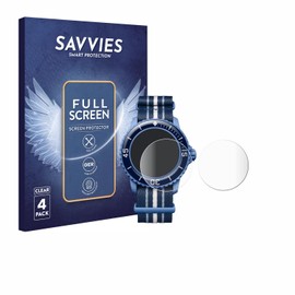Savvies (4 Pack Full-Screen Protection Film compatible with Blancpain x Swatch Scuba Fifty Fathoms Full Cover Screen Protector 3D Curved