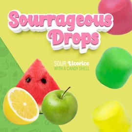 Wiley Wallaby 6 Ounce Sourrageous Drops Mix of Watermelon, Green Apple and Lemon Soft & Chewy Licorice with a Candy Shell, 3 Pack