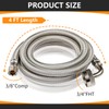 1-Pack HeSun 4 Feet Stainless Steel Dishwasher Hose with 90
