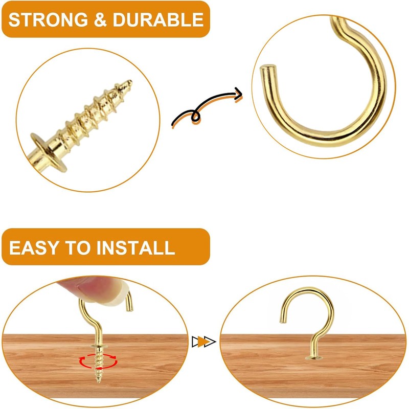 Biaungdo 120 Pack 1/2 Inch Small Screw Hooks with Plastic