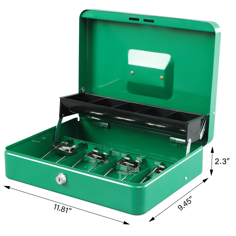 KYODOLED Locking Cash Box with Lock,Money Box with Cash Tray,Lock