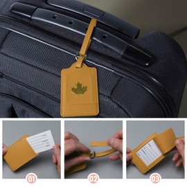 4 Pack Luggage Tag, Anyos PU Leather Travel Bag Labels Suitcase Baggage Tags with Name ID Card Privacy Protection (Light Brown)