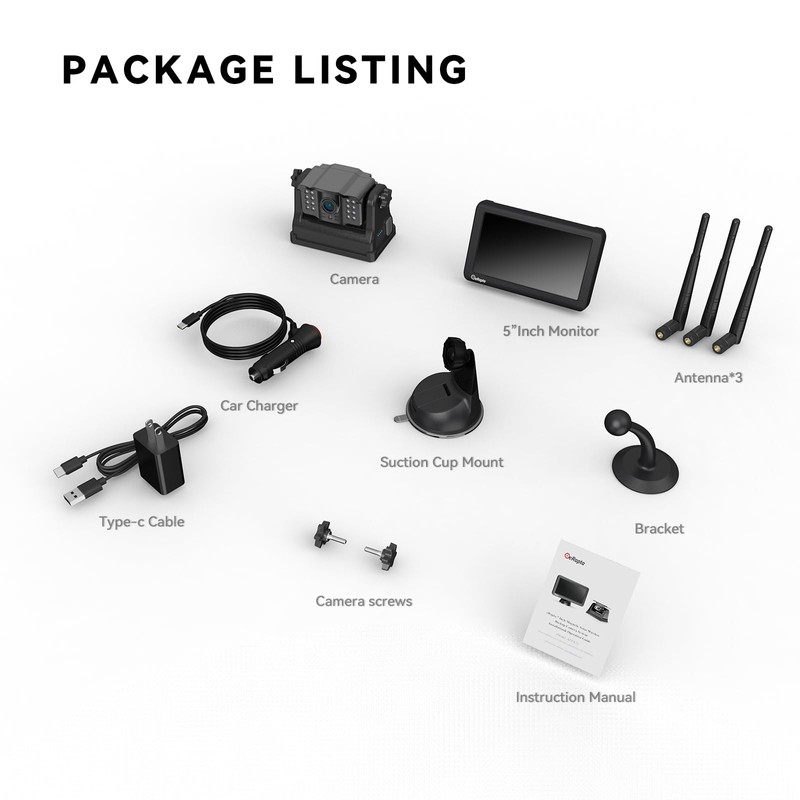 eRapta Wireless Backup Camera Magnetic: 5” Portable, 1-Min Install-Free Trailer