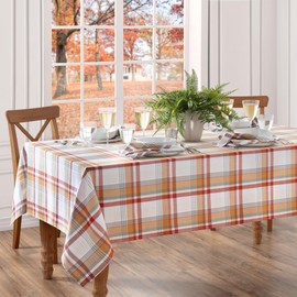 Elrene Home Fashions Seneca Plaid Fall/Harvest/Thanksgiving Cotton Rectangle Tablecloth, 52"x70"