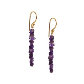 Gempires Natural Purple Amethyst Chips Earring February Birthstone Jewelry Dangling Earrings For s (Amethyst (Gold))