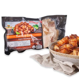 DELE FOOD Diced Pork Belly Chicharron, 1.2 lbs – Pre-Cooked Panceta de Cerdo Cubes for Oven or Air Fryer – Gourmet Chicharrones with Pork Fat and Meat – Ready to Bake, Crisp, and Serve