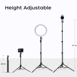 Adjustable Phone Tripod Stand, Extendable Height with Stable Base, Black