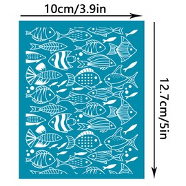 OLYCRAFT 10x12.7cm Fish Theme Clay Stencils Tropical Fish Silk Screen for Polymer Clay Sea Fish Silk Screen Stencils Mesh Transfer Stencils for Polymer Clay Jewelry Making