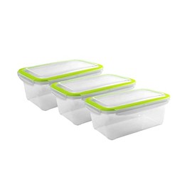 Kigima Food Storage Containers Freezer Containers 2 L Set of 3 with Click Lock Green