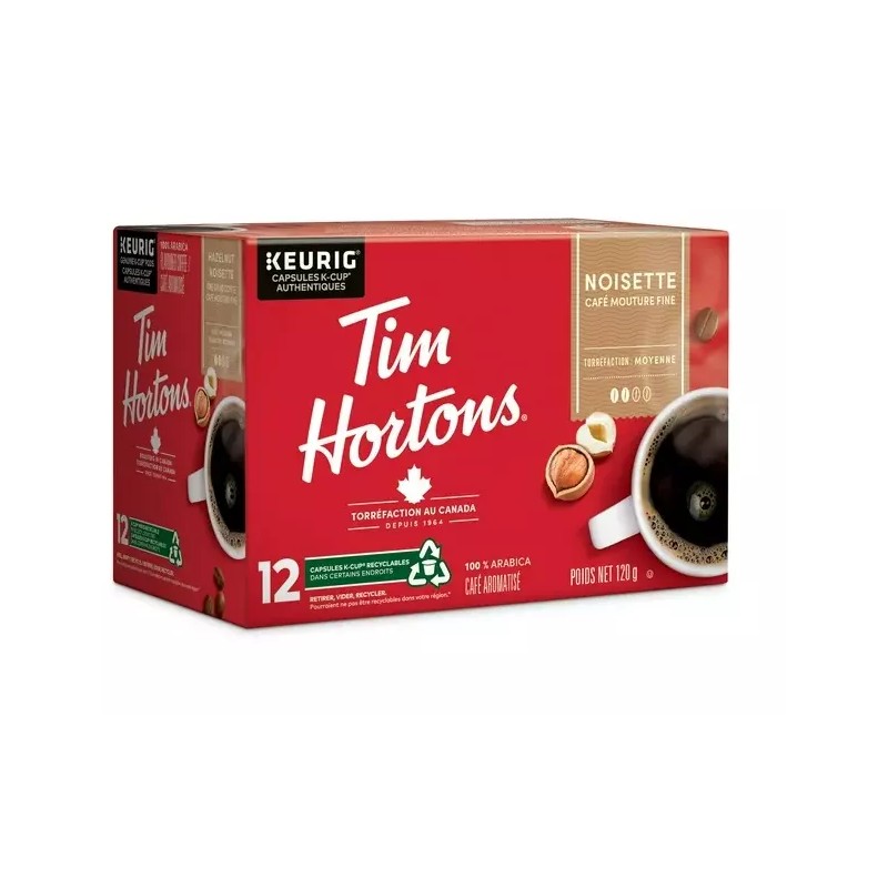 Tim Hortons Hazelnut Light Medium Roast Coffee, Keurig K-Cups, 12ct,