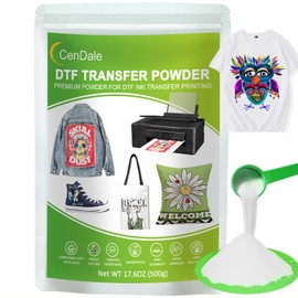 CenDale DTF Powder, 500g / 17.6oz White Hot Melt Adhesive Digital DTF Transfer Powder for Sublimation, Compatible with DTF and DTG Printers, DTF PreTreat Powder for All Fabric Jeans Cotton T-Shirt