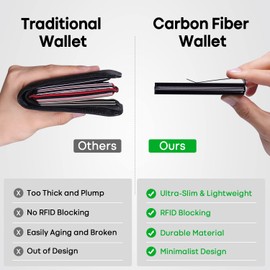 RealPlus Carbon Fiber Wallet, RFID Blocking Card Holder for Men, Minimalist Money Clip-Gifts for Men, Fathers, Boyfriends(Dark Wave)