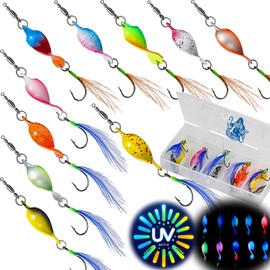 Njord Kalastus Spoons Trout Mega Twist 10 Pieces in Spoonbox | Trout Fishing Spoon Set Trout Bait | Trout Blinker Fishing Trout | Trout Spinner Set Trout (3g with Feather)
