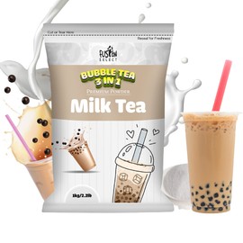 Fusion Select 2.2lb Boba Milk Tea Flavored-3-in-1 Drink Powder with Cream & Sugar - Instant Pre-Mixed Beverage for Hot or Cold Blends or Yummy Frappes