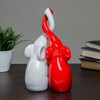 AEVVV Red White Elephant Figurines with Trunk Up 10 in