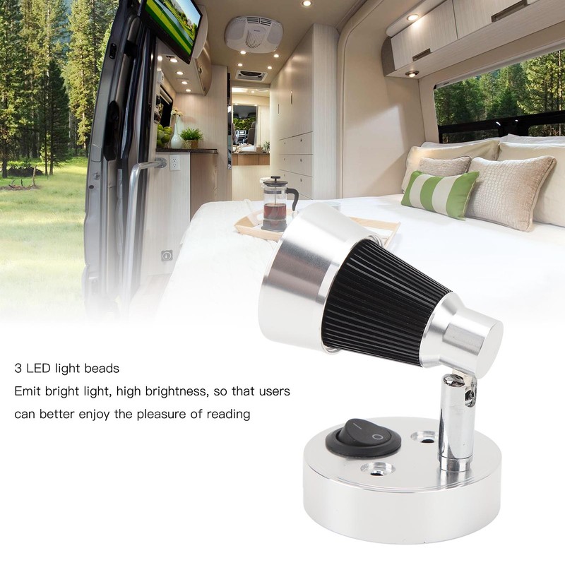 LED RV Bedside Lamp DC12 to 24V Silver 3W 3000K