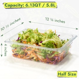 CURTA 4-Pack 1/2 Size 4" Deep NSF Polycarbonate Food Pans with Handled Lids & Drain Trays | Dishwasher & Freezer Safe Clear Container for Prep Tables, Buffet, Salad Bar, Commercial Kitchen