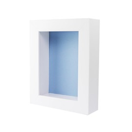 CountryArtHouse 5x7 White Shadow Box Frame with A 1 3/4" Usable Depth Includes Baby Blue Acid-Free Backing, UV Resistant Acrylic, & Hanging Hardware