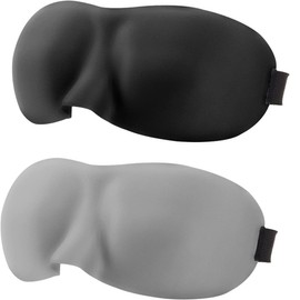 3D Sleep Eye Mask Shade Cover 2 Pack Sleep 100% Blackout Contoured Blindfold, Concave Molded Night Sleep Mask for Men & Women Suitable for Lunch Break Trave Camping Usage (Black, Gray)