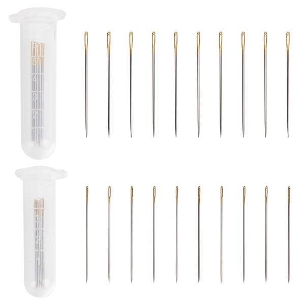 FREEBLOSS Pack of 20 Sashiko Needles Sewing Needles with Large