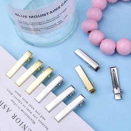 200 pinzas de metal de 32 mm para el pelo, antideslizantes, pasador de pelo de pato, pinzas para seccionar, clips para peluquería, accesorios de bricolaje, color dorado y plateado