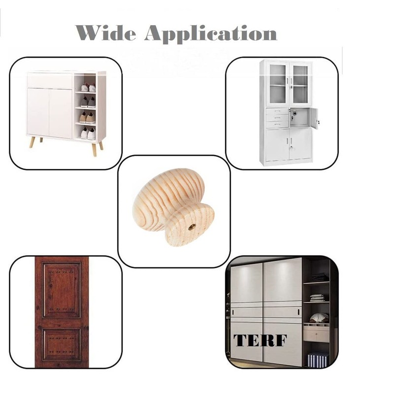 TERF® Traditional Unlacquered Pine Wooden Cupboard Cabinet Door Knob 50mm