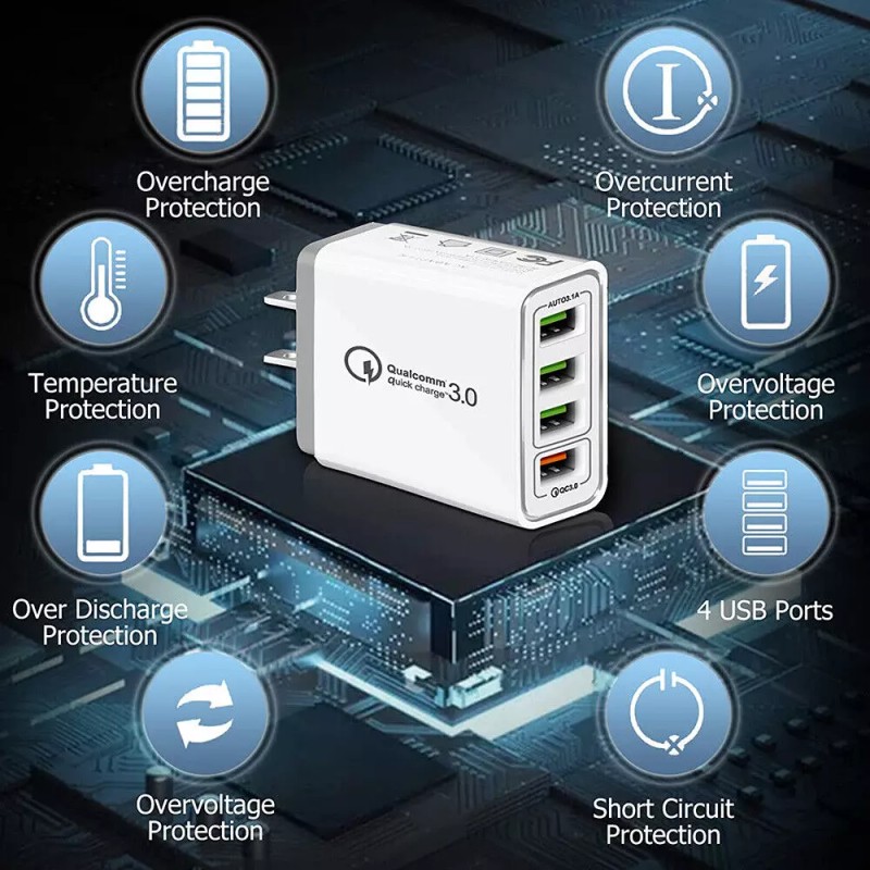 Unbranded US 4 Port Fast Quick Charge QC 3.0 USB
