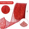 RIBBOOO Red Glitter Mesh Wired Ribbon, 2.5 Inch 10 Yards