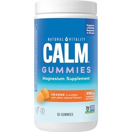 Natural Vitality, Suplemento de citrato de magnesio, gomitas calmantes naranja 60 unidades