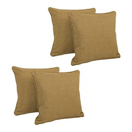 Blazing Needles Indoor/Outdoor Square Corded Throw Pillow, 18", Wheat 4 Count