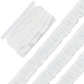 HOBBIESAY 5.47 Yards White Layer Trim 2 inch Organza Lace Trim Pleated Lace Edge Trim Ruffle Ribbon Pleated Ruffle Chiffon Ribbon for Doll Making Craft Sewing