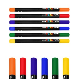 Posca Uni-Ball Professional Wax Colouring Pastels - KPA-100 - Essential Set of 6