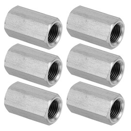 PATIKIL M10 x 1-Pitch 304 Stainless Steel Hex Coupling Nuts, 6Pcs 25mm/ 1" Length Fully Threaded Rod Coupling Nut Studding Connector Fasteners, Silver Tone