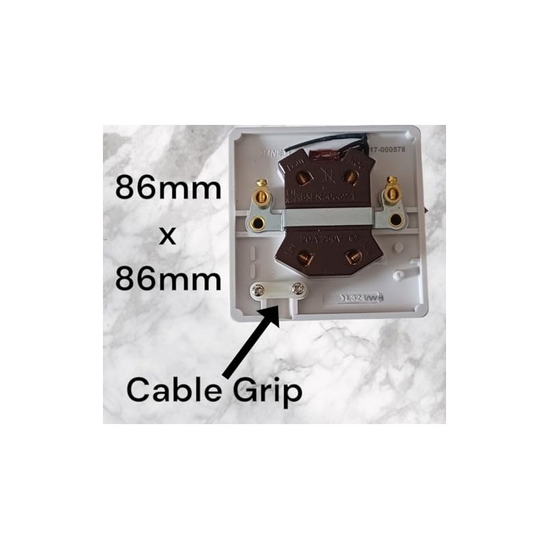 Stylish Water Heater Switch, 20 Amp, 25mm Pattress Back Box,