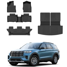 SHINJEW Floor Mats for 2020-2025 Ford Explorer (7 Seats),All Weather TPE Floor Mats & Backrest mats & Trunk mat for Ford Explorer Accessories,Full Set mats