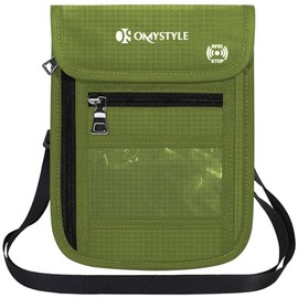 OMYSTYLE Neck Wallet, RFID Passport Holder for Travel, Adjustable Neck Strap, Waterproof Neck Pouch for Men & Women to Keep Cash, Credit Cards and Documents Safe, Green (8x6)