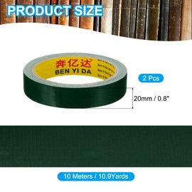 PATIKIL 0.8"x0.01" Bookbinding Tape, 22 Yard Total 2 Roll Cloth Bookbinding Repair Tape Book Binding Tape Self Adhesive for Repairing Old Books, Green