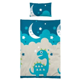 Children's Bed Linen 100 x 135 cm 40 x 60 cm 100% Cotton Toddler Bedding Set Moon Stars Baby Dino Blue