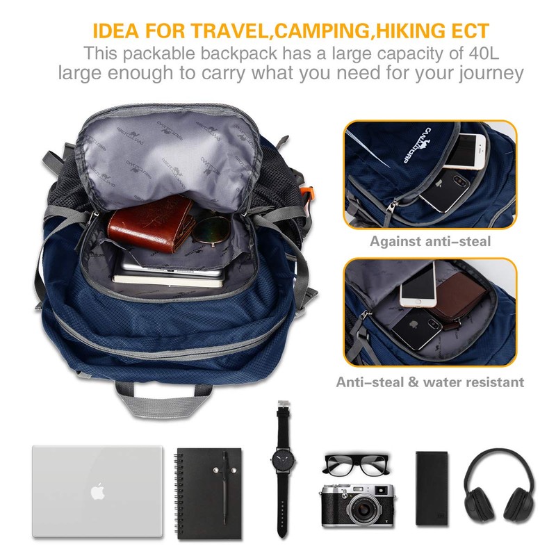 Loocower 45L Lightweight Foldable Backpack Walking Rucksack Hiking Daypack Packable