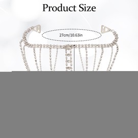 NICENEEDED Rhinestones Arm Chain, Crystal Necklace Body Chain Bridal Wedding Fringe Tassels Chain, Summer Beach Bikini Chain Multi-layered Body Jewelry Accessories for Women