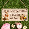 Bunny Kisses & Easter Wishes Wooden Plaque - Handcrafted Easter