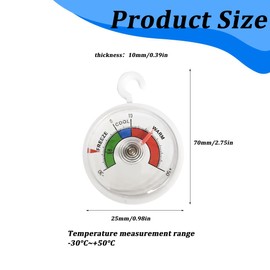 Twin Pack Fridge Thermometer Dial Fridge Thermometer, 3 Pieces Analogue Cooling Thermometer, Small, Handy, Analogue Thermometer for Hanging in the Fridge