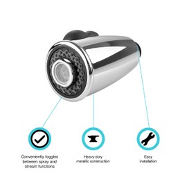Dura Faucet DF-RK821-CP RV Pull-Down Kitchen Faucet Sprayer Head Replacement for Models DF-PK350 and DF-PK160 (Chrome)