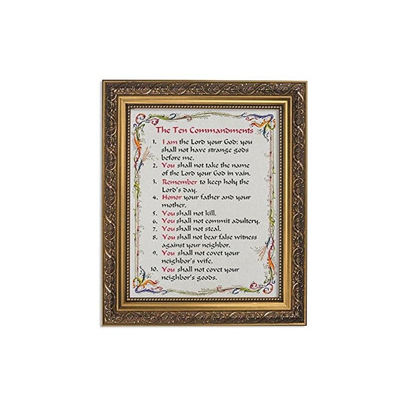 Gerffert Collection The Ten Commandments Framed Writen Inspirational Print, 13