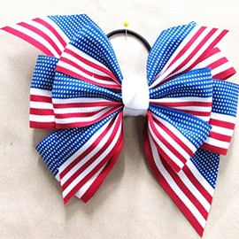 Large 4 loop 2 layer Flag Bow. Made in the USA, white pony band