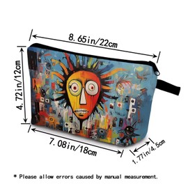 YULUENZE Abstract Indian Makeup Bag Cute Small Organizer Bag with Zipper Abstract Indian Cosmetic Bag Aesthetic Birthday Present for Women Sisters Friends -4