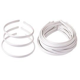 Candygirl Girls' DIY Satin Covered Headbands 1cm Width 36cm Circle Size (20pcs White)